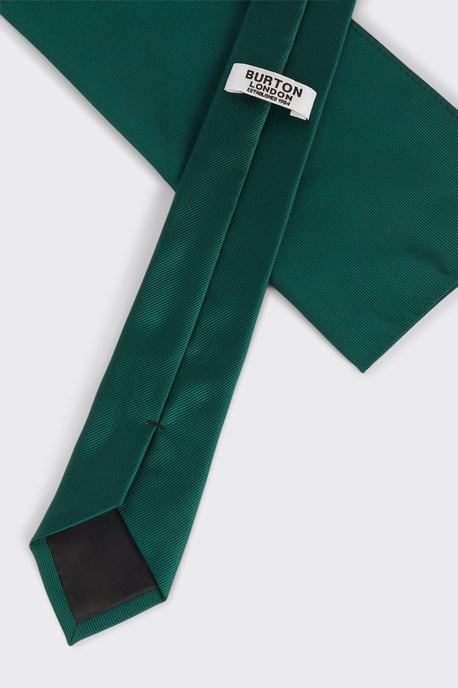 Forest Green Tie And Pocket Square Set