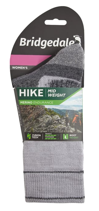 Bridgedale - Womens Hiking Midweight Merino Socks - Silver / Grey - Image 2
