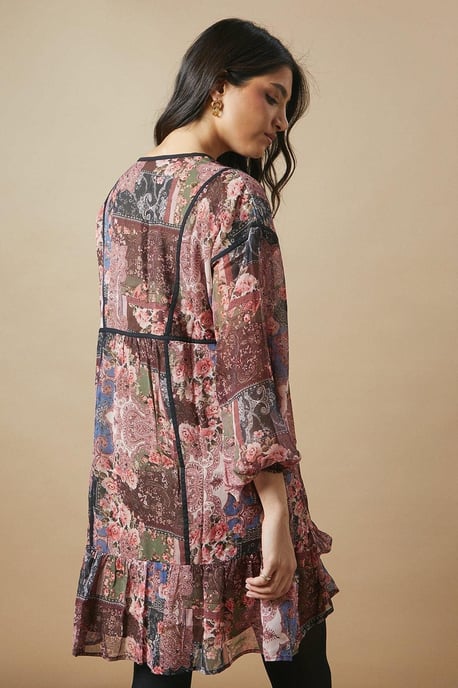 Binding Detail Chiffon Mini Dress - Image 3
