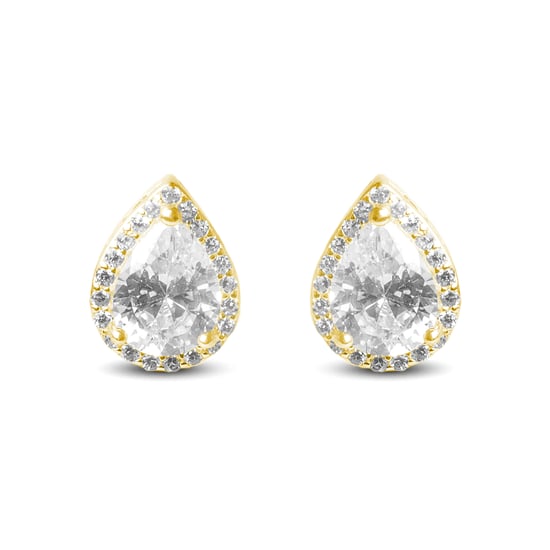 Luxenter theli earrings in 925 sterling silver and shiny 18K gold plated zirconia finish