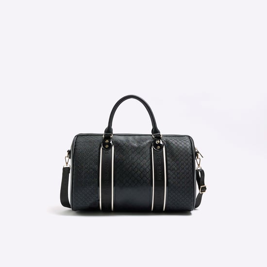 River Island Womens Travel Bag Black Embossed Ri Monogram
