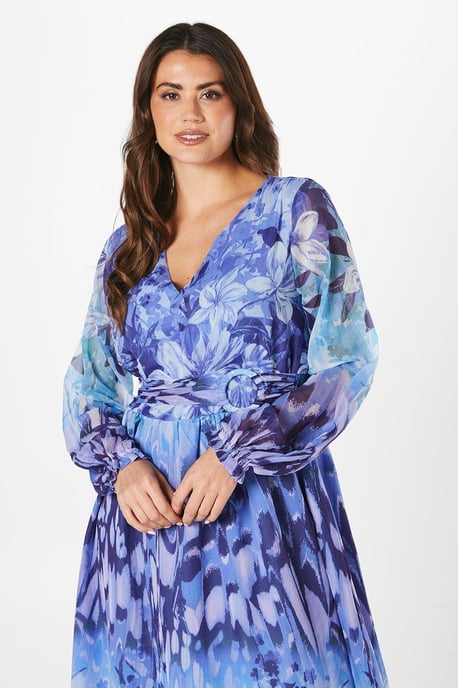 Tall Butterfly Print Belted Midaxi Dress