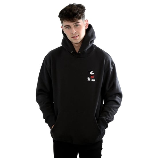 Disney Mens Mickey Mouse Kickin Retro Chest Hoodie (Black)