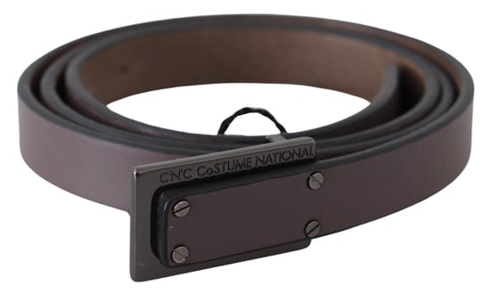 Costume National Women's Brown Leather Tactical Logo Buckle Dark