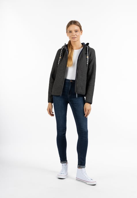 Schmuddelwedda Knitted fleece jacket women Grey melange - Image 1