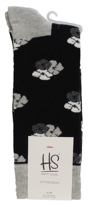 HS by Happy Socks - Mens 3 Pack Classic Flower Dress Socks - Flower (Black) - Image 2