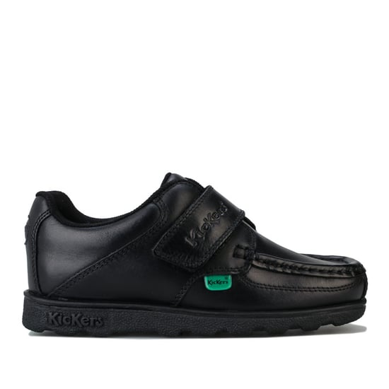Boy's Kickers Children Fragma Lo Strap Leather Shoe in Black - Image 1