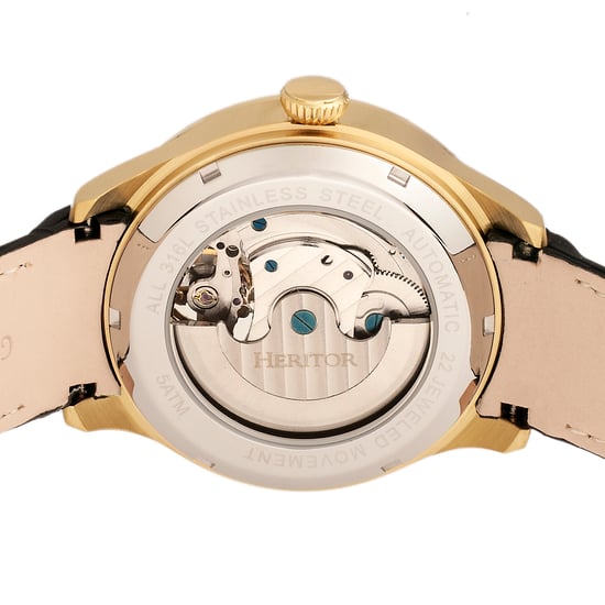 Heritor Automatische Gregory Semi-Skelet Leather-Band Horloge - Image 4