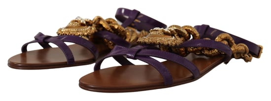 Dolce & Gabbana Damers Lila Läder Devotion Sandaler - Image 3