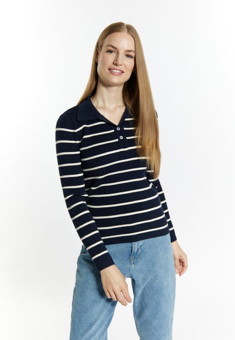 Dreimaster Knitted pullover women marine wool white - Image 3