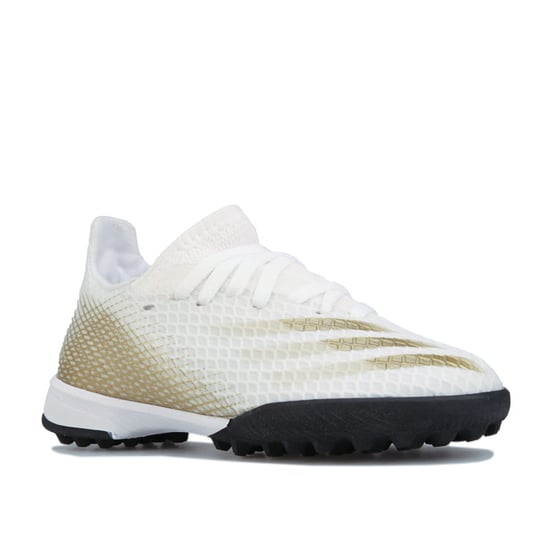 Boy's adidas Childrens X GHOSTED.3 Turf Football Boots in White gold - Image 2