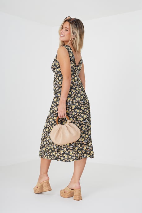 Floral 'Matisse' Sleeveless V-Neck Floral Midi Dress
