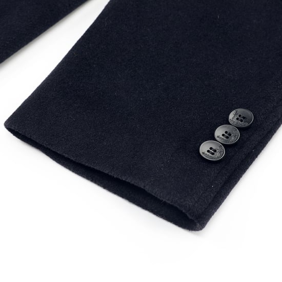 Knälång vinterullrock för män Slim Fit Turn-Down Collar Business Coats Blå - Image 5