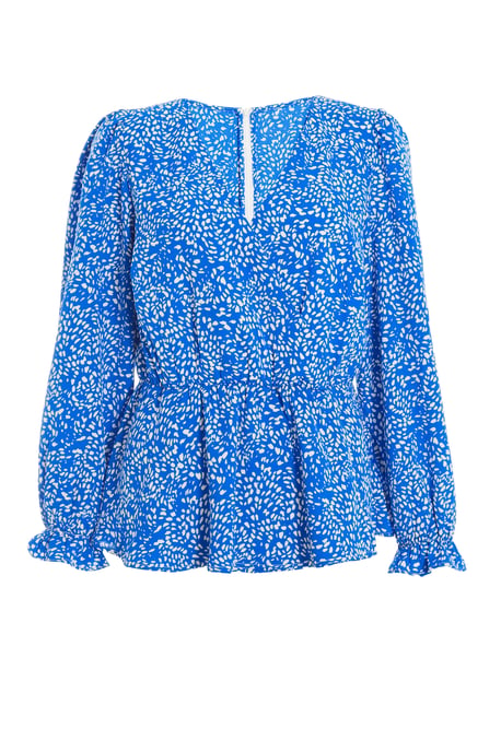 Blue Smudge Animal Print Peplum Top
