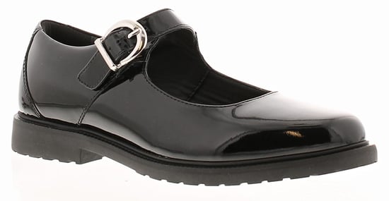 Hush Puppies Womens Shoes Work School Verity Leather Buckle black patent - Image 1