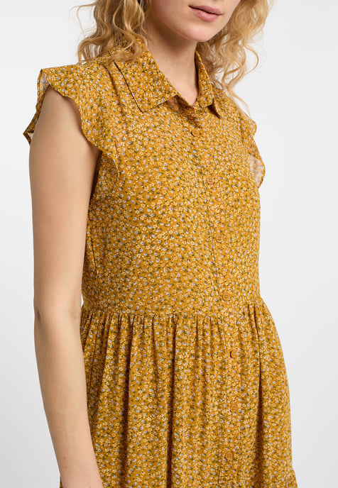Dreimaster Blouse jurk Dames Donkergeel veelkleurig - Image 5