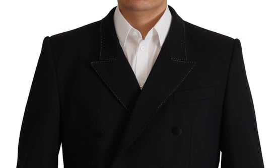 Dolce & Gabbana Svart Dubbelknäppt Kappa Blazer Herrjacka - Image 4