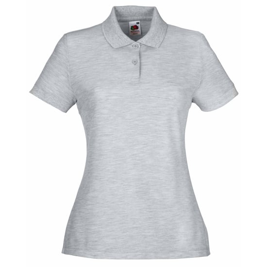 Fruit Of The Loom Womens Lady-Fit 65/35 Short Sleeve Polo Shirt (Heather Grey) - Image 1