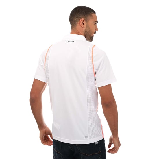 Men's Lacoste Tennis Recycled Polyester Polo Shirt in White orange