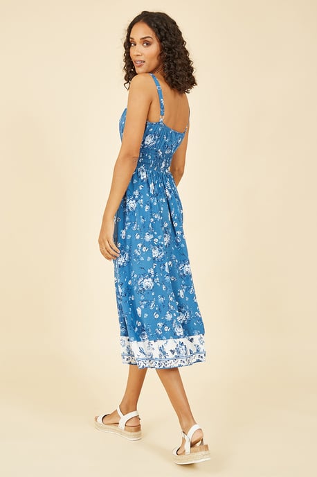 Blue Flower Midi Strappy Sundress