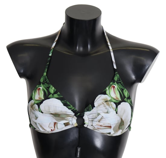 Dolce & Gabbana Women's Multicolor Floral Print Halter Swimwear Bikini Top