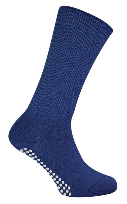 Extra Wide Oedema Socks with Non Slip Grips | Dr.Socks | Mens & Ladies | Bamboo Slipper Socks with Grippers for Swollen Legs Ankles & Feet - Navy - Image 2
