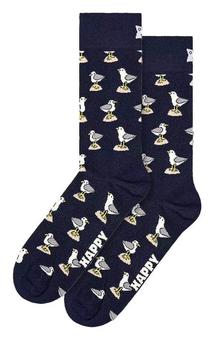 Happy Socks - Seagull Socks | Novelty Print Socks in Navy - Navy - Image 1