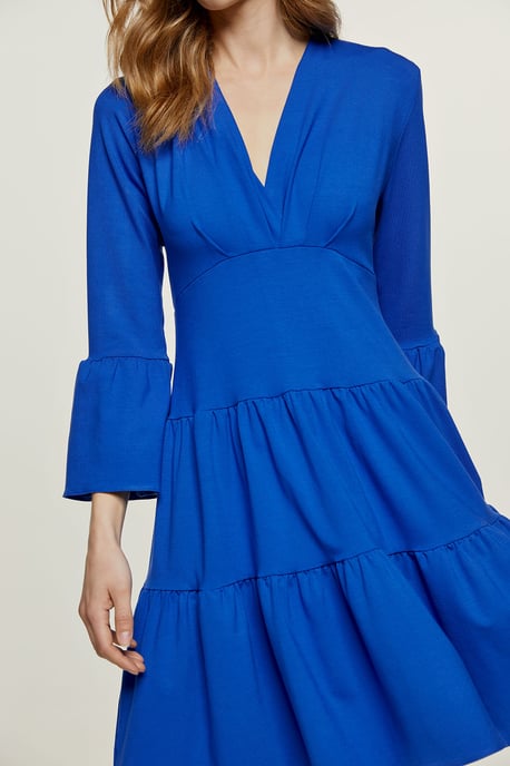 Royal Blue Jersey Tiered Dress