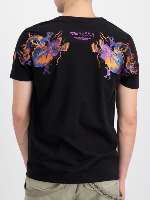 Alpha industries Men's Dragon EMB T-Shirt in Black