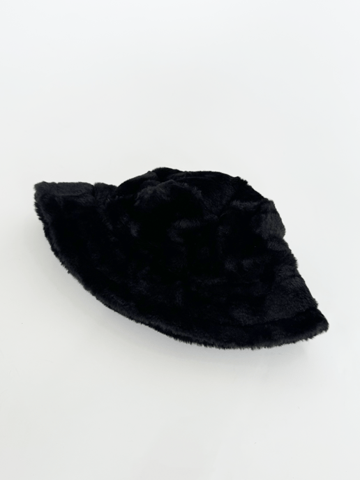 Soft Plush Black Bucket Hat