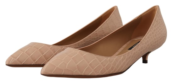 Dolce & Gabbana Beige Leather Kitten Heels Pumps Women's Shoes - Image 2
