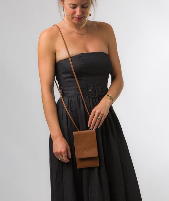 'Rina' Oak Nappa Leather Cross Body Phone Bag