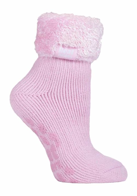 Ladies Non Slip Thermal Low Cut Ankle Slipper Bed Socks with Grips - Image 1