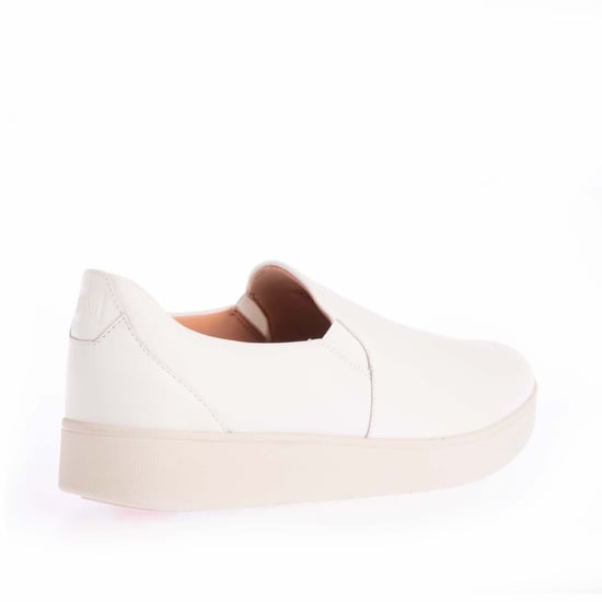 Women's Fit Flop Rally Leather Slip-On Skate Trainers in White