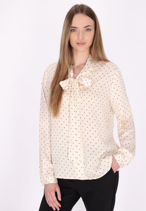 Dreimaster Blouse Dames Wol Wit Gestippeld - Image 3