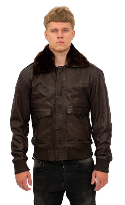 Men's Air Force A2 Brown Aviator Leather Bomber Jacket-Sao Paulo