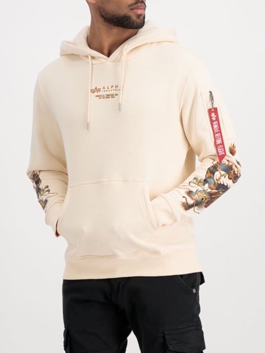 Alpha Industries Dragon EMB Hoody Jet Stream White - Image 1