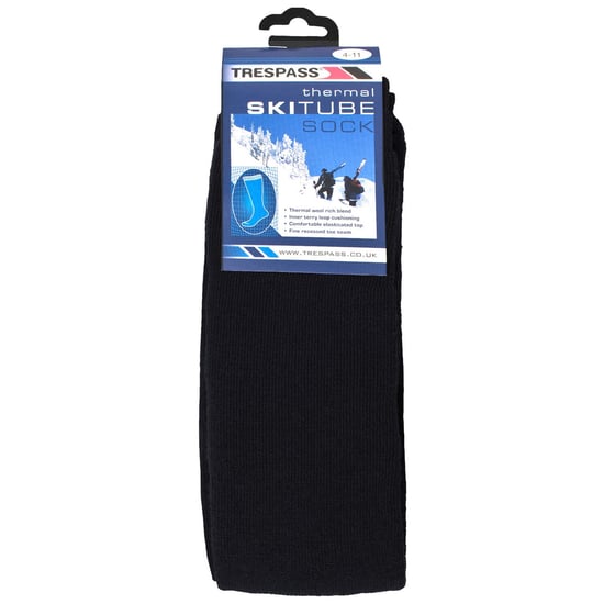 Trespass Adults Unisex Tubular Luxury Wool Blend Ski Tube Socks (Black) - Image 2