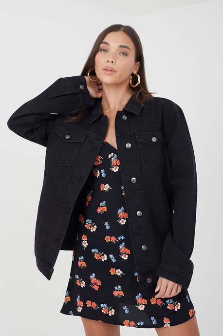 Black 'Fielding' Oversized Denim Jacket