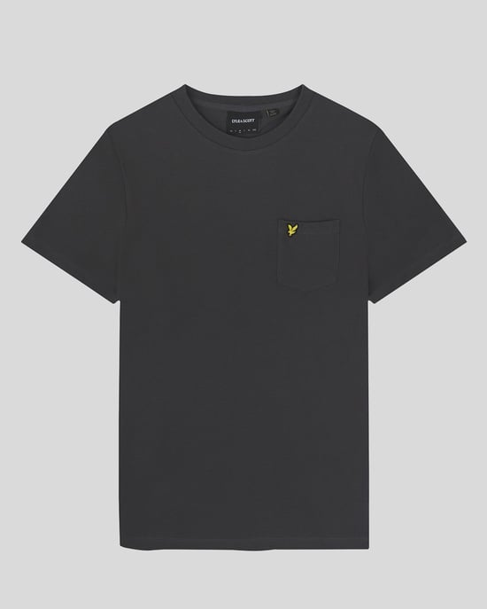Plain Pique Pocket T-Shirt i mörkgrått för herrar - Image 5