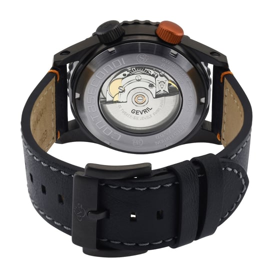 GV2 Contasecondi Men's Grey/Orange Dial Black Calfskin Leather Watch