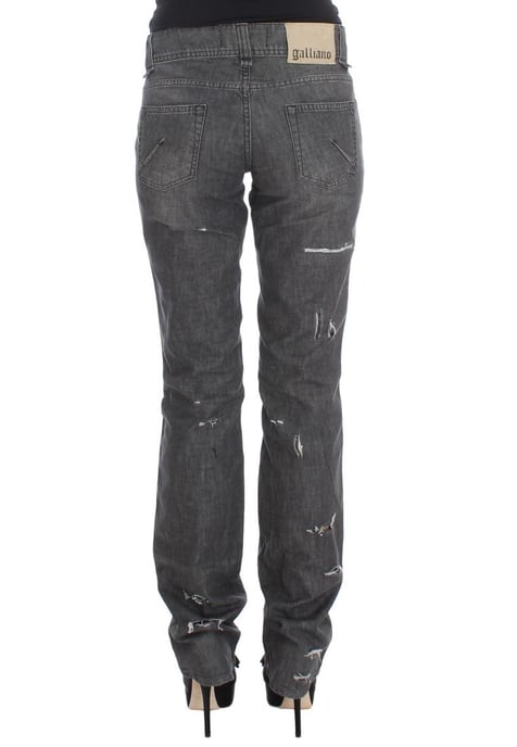 John Galliano Dam Gråtvättad Bomulls Torn Rakt Snitt Jeans - Image 3