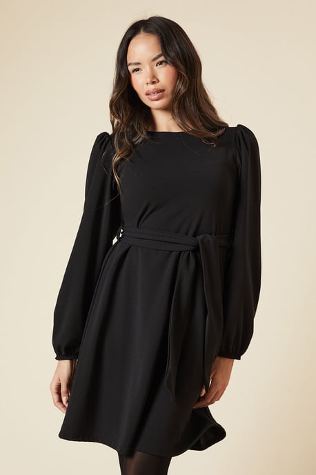 Belted Scuba Shift Mini Dress
