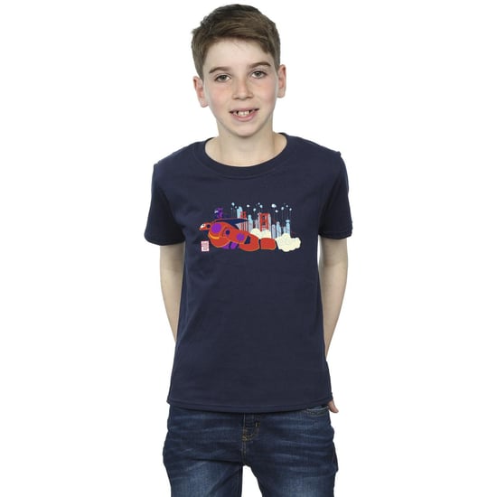 Disney Boys Big Hero 6 Baymax Hiro Bridge T-Shirt (Navy Blue)