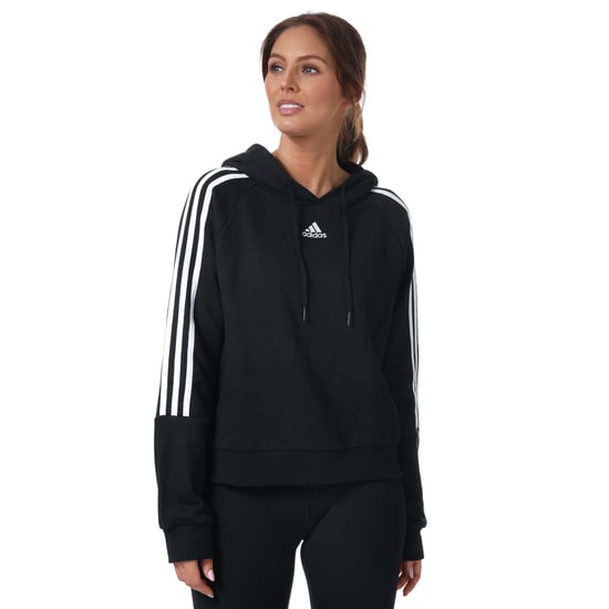 Women's adidas Essentials 3-Stripes Cropped Hoody in Black