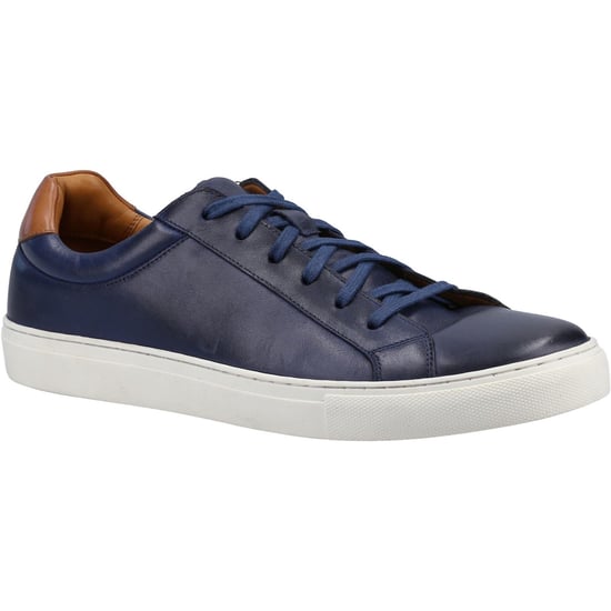 Hush Puppies Colton Leer Heren Navy Trainers - Image 1
