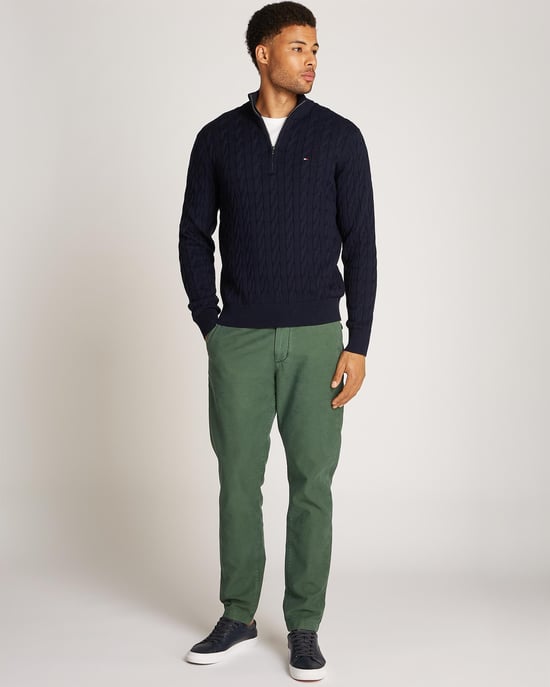 Tommy Hilfiger Classic Cotton Cable Mens Half Zip Mock Sweatshirt - Image 3