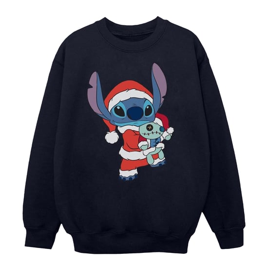 Disney Girls Lilo And Stitch Stitch Christmas Sweatshirt (Navy Blue)