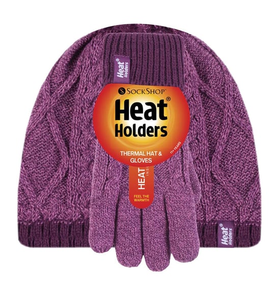 Värmehållare - Söt kabelstickad varm fleecefodrad vintermössa och vinterhandskar med pompom och bobble för barn och flickor - PP1P13 - Image 2