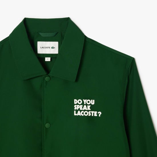 Men's Lacoste Lightweight Showerproof Ripstop Coach Jacket in Green